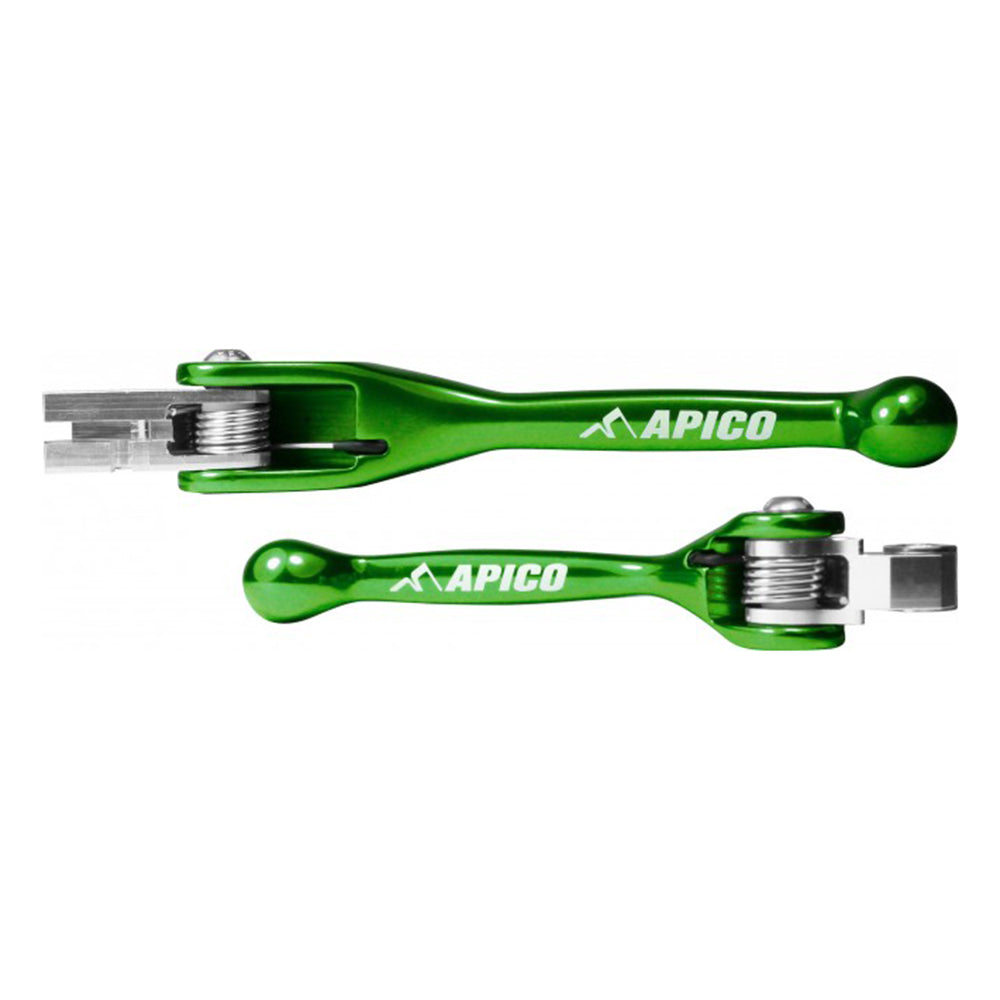 Apico Flexi Levers KAW/SUZ KX65/85/100 02-23, KX125-250 00-08, RM-Z250 07-23, RM-Z450 05-23 Green