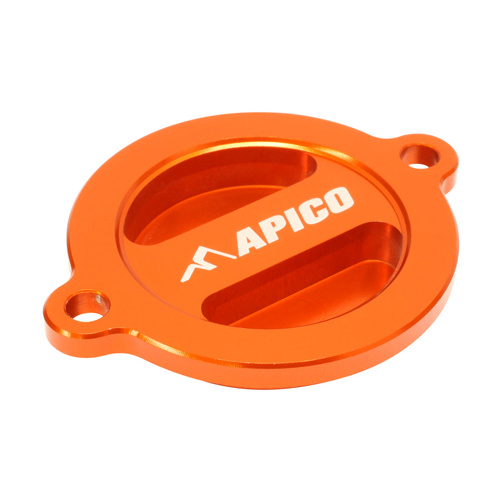 Apico Oil Filter Cover KTM/HUSA/HUSKY SX-F450 13-15, EXC-F450 12-16, EXC500 13-16, FE390-570 09-16 Orange