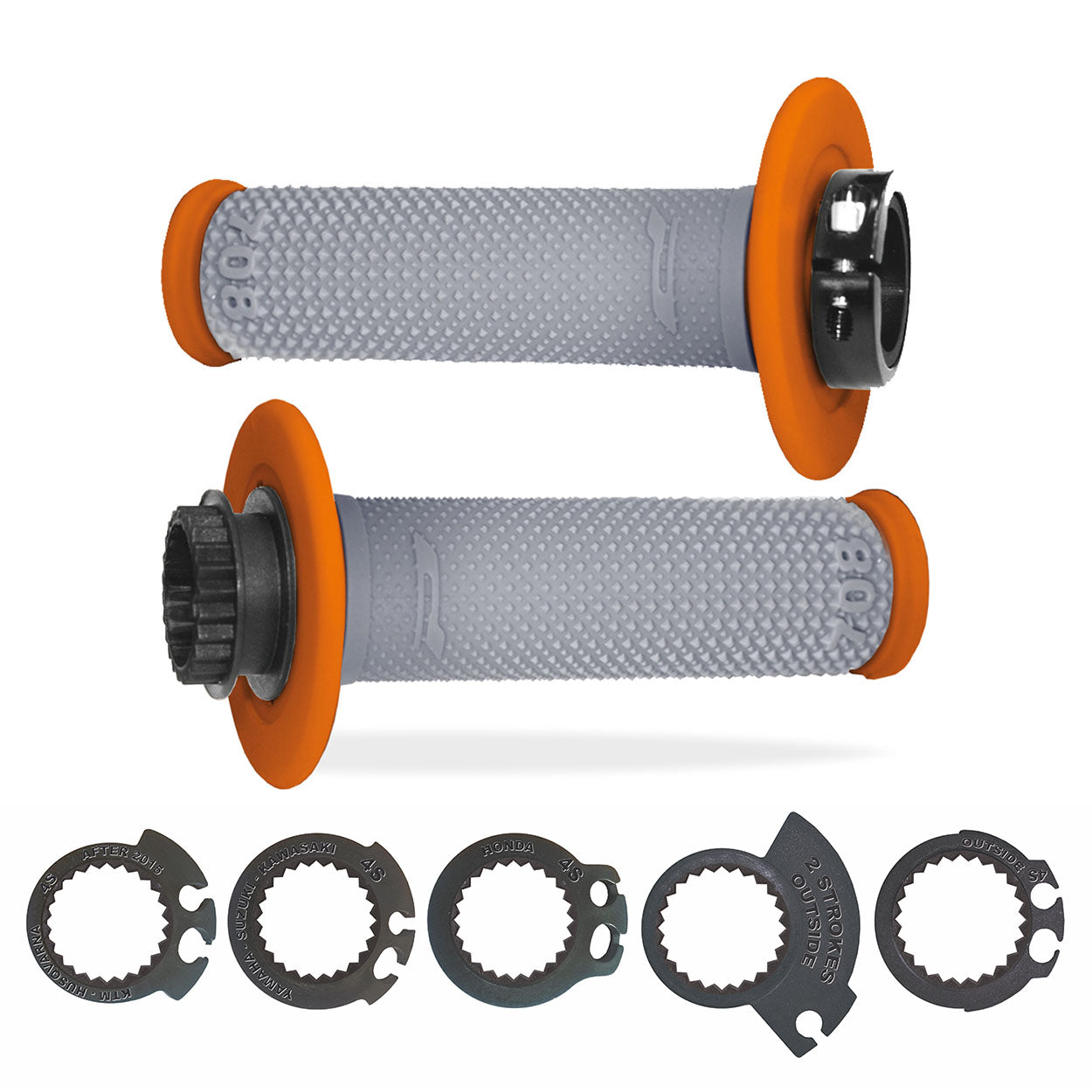 Pro Grip 708 Dual Density Full Diamond Lock On MX Grips Orange/Grey