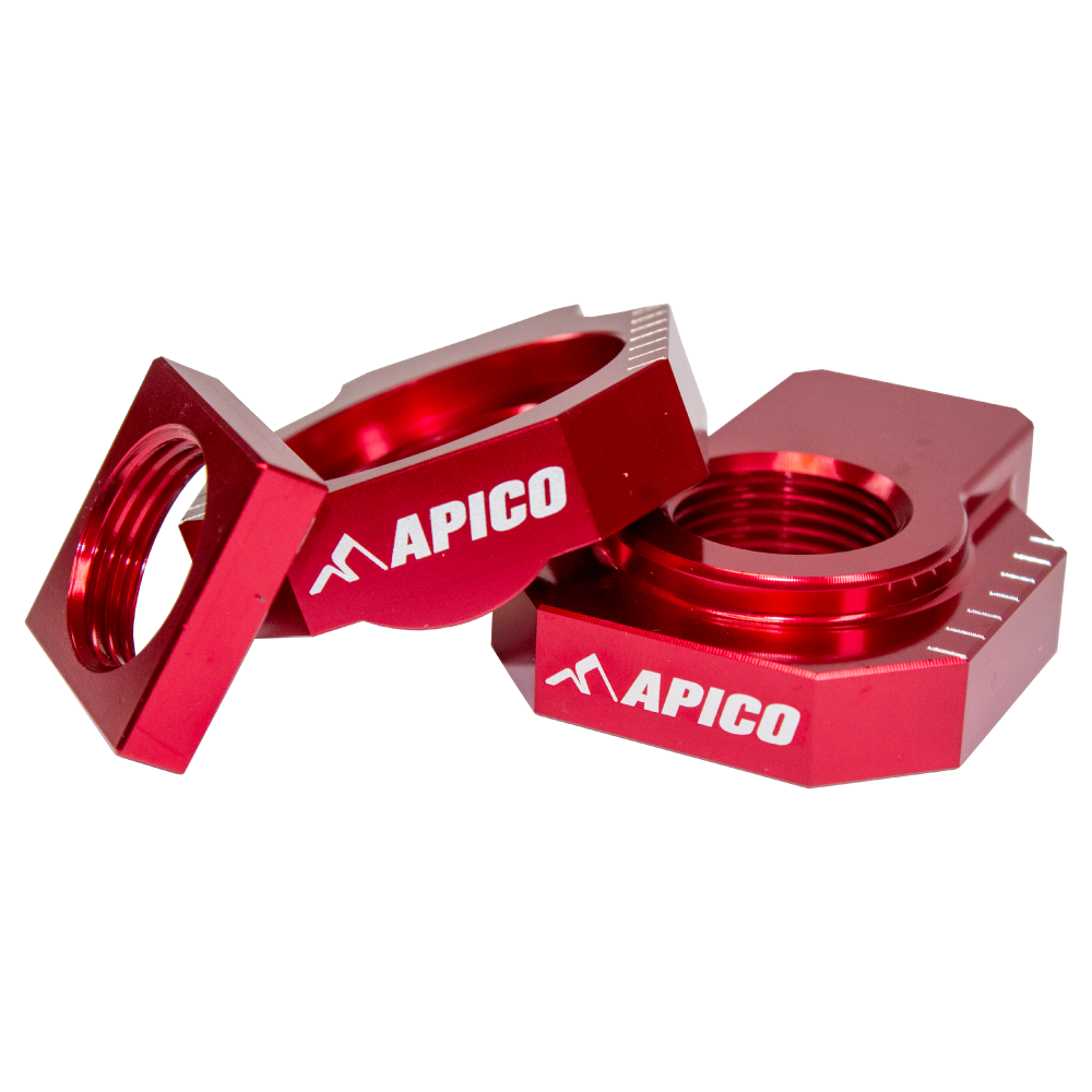 Apico Rear Axle Block KTM/HQV/GAS SX/SX-F125-530 00-12, EXC/EXC-F/TE/FE125-530 00-23, EC/EX/EC-F 21-23 Red