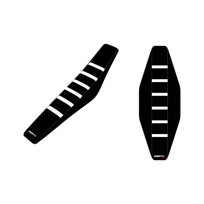 RFX Pro Ribbed Seat Cover Husq (Black Side/Black Top/Wht Rib) TC/FC125-450 16-18 TE/FE150I-501 17-19