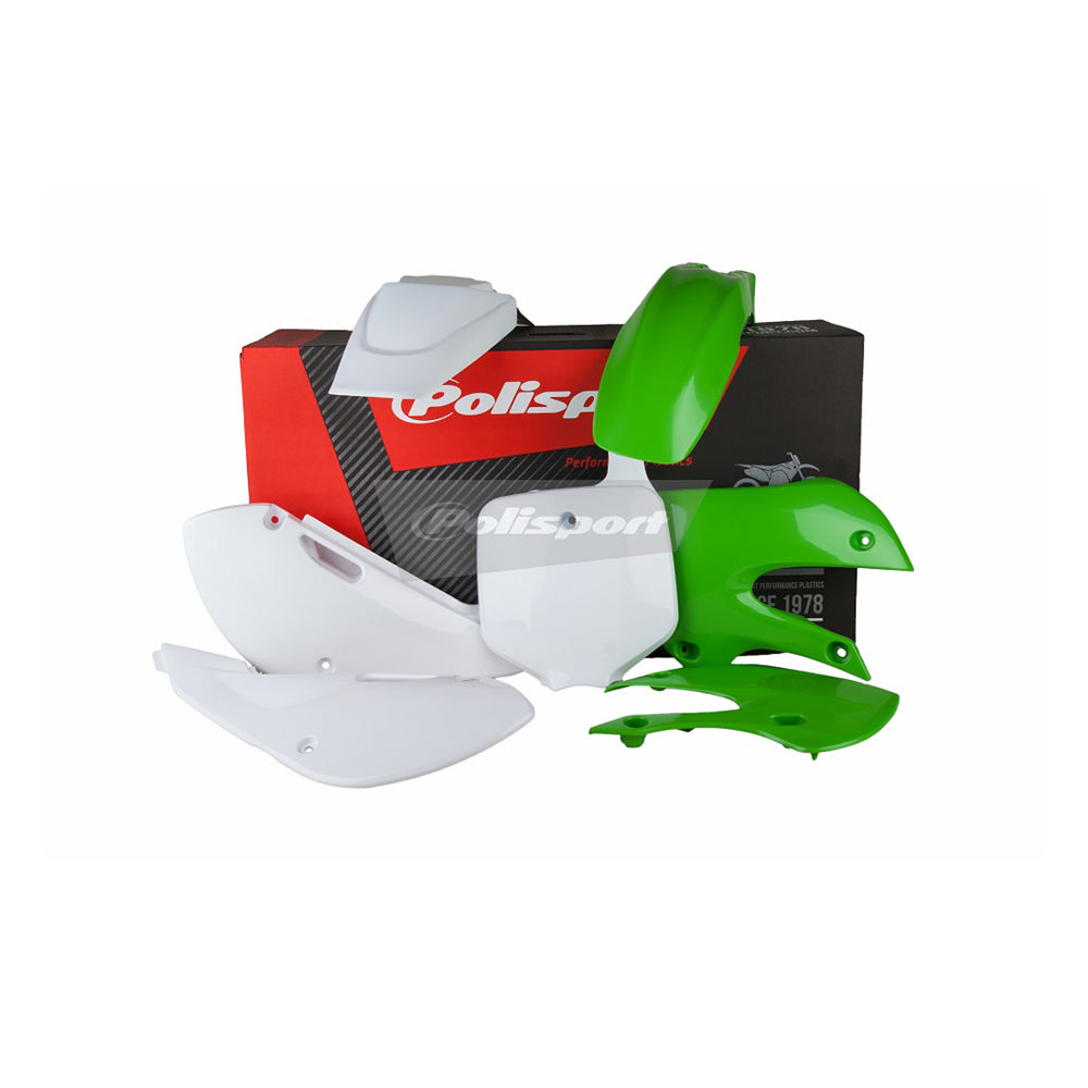 Polisport Plastic Kit KAWASAKI KX65 00-23 Green 05/White (OEM 13-15)